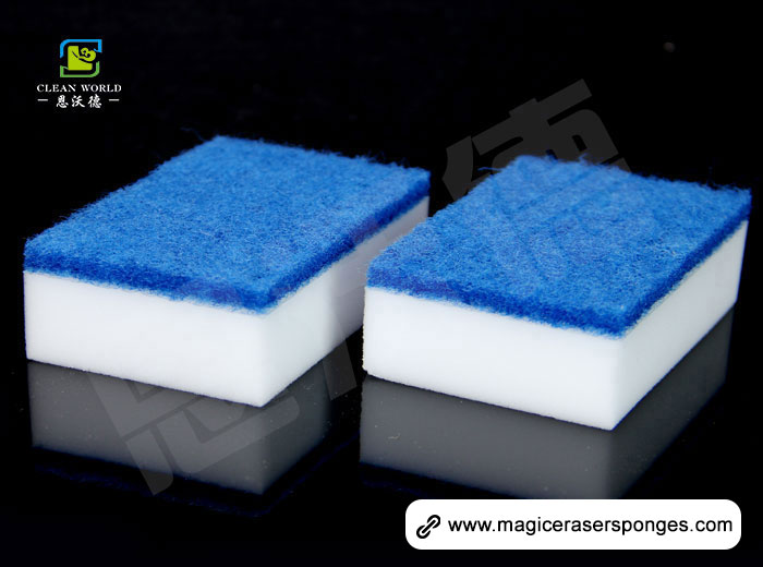 blue with white compound magic eraser sponge