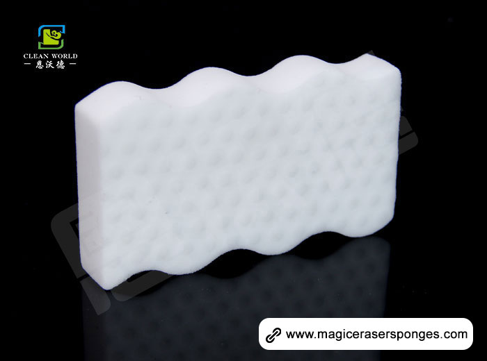 Wave shaped magic melamine eraser sponge