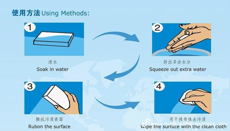 The using method of the  magic eraser sponge 