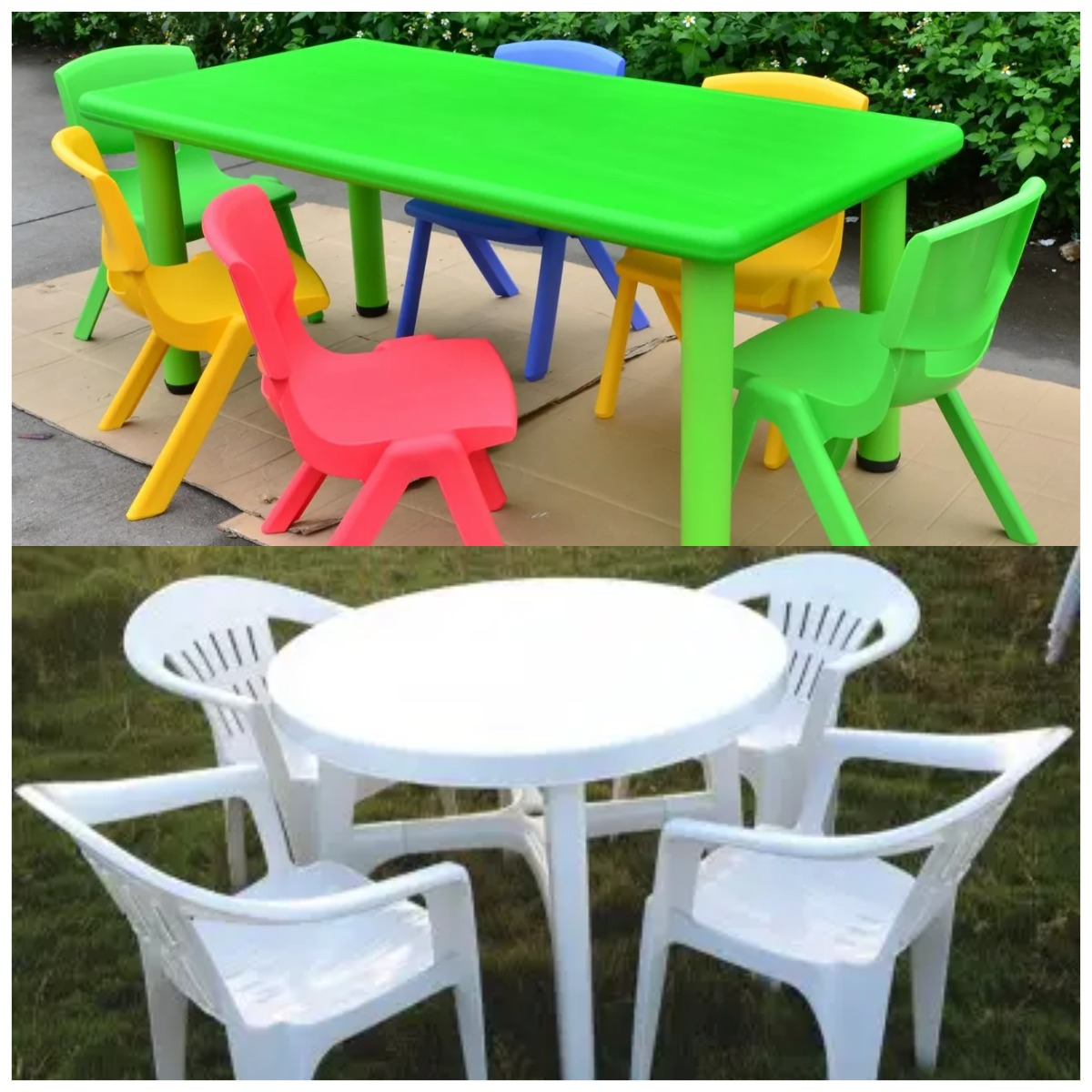 Plastic tables and chairs